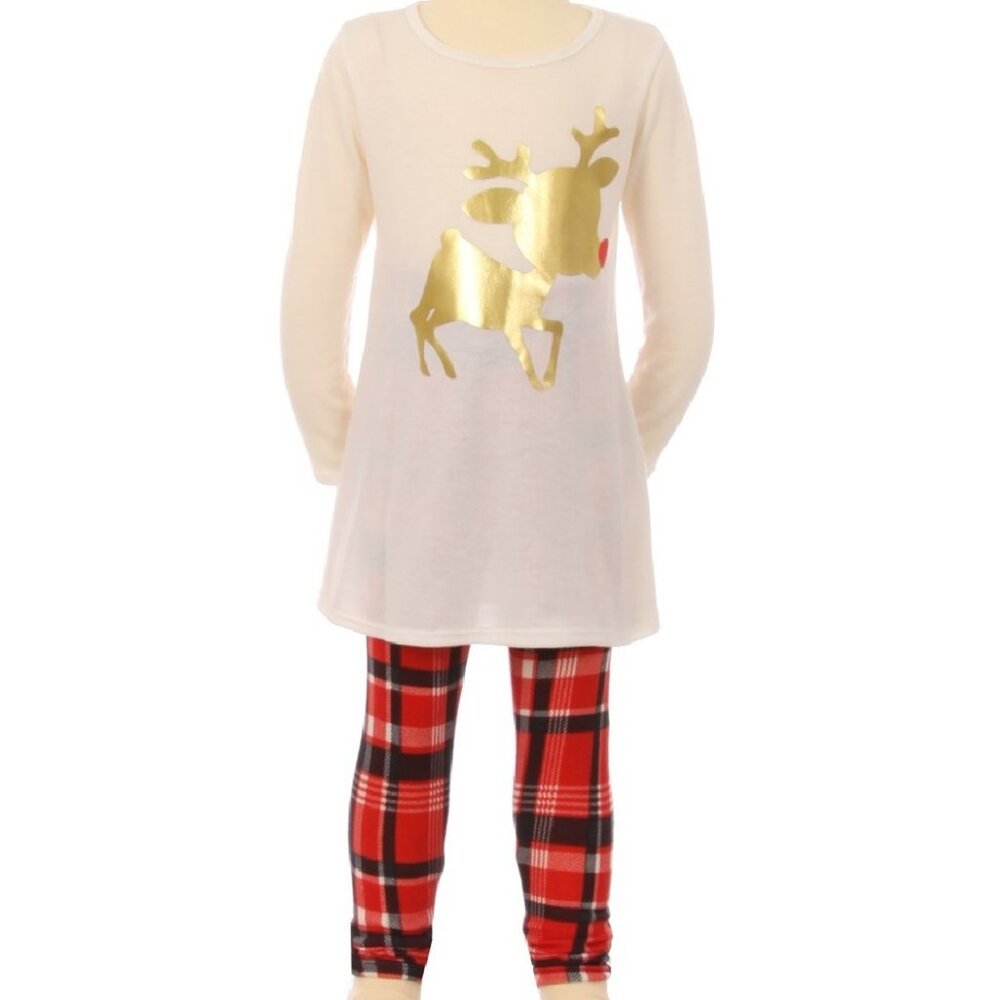 Little Girls Clothing Sets Long Sleeve Outfits 2 PCS Shirt Top Legging Set Ivory
